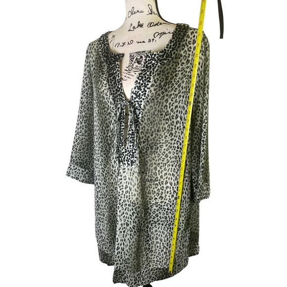 TOMMY BAHAMA SWIM COVER UP TUNIC EMBELLISHED CHEETAH ANIMAL PRINT SZ M BEACHY - Picture 6 of 16